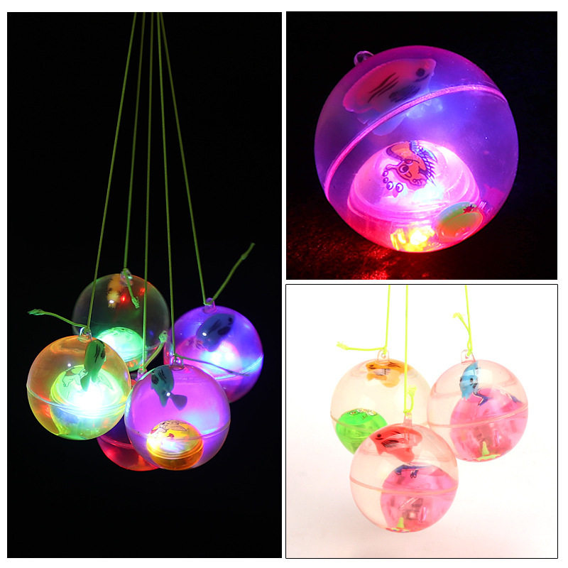 Glowing Bouncy Ball Children's Ball Bouncing Toy Ball Luminous Ball Flash Jumping Ball with Rope Crystal Ball Wholesale