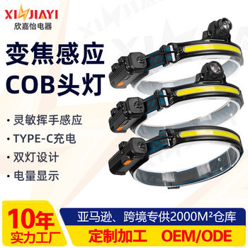 Cross-Border 2025 New Model Led Sensor Headlamp Outdoor Strong Light Flashlight Outdoor Fishing Lighting Cob Rechargeable Miner's Lamp