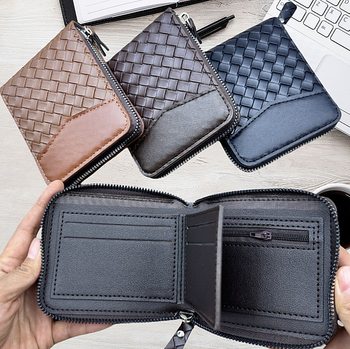 New Men's Wallet European and American Style Retro Color-Blocking Short Rfid Multifunctional Zipper Coin Purse Color Contrast