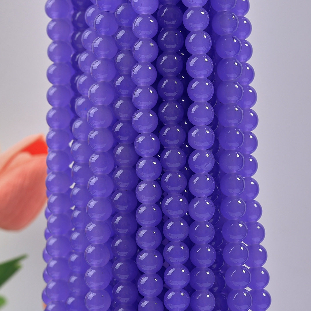 玻璃仿玉圆珠纯色散珠手工diy玉髓手链项链散珠子琉璃珠饰品配件