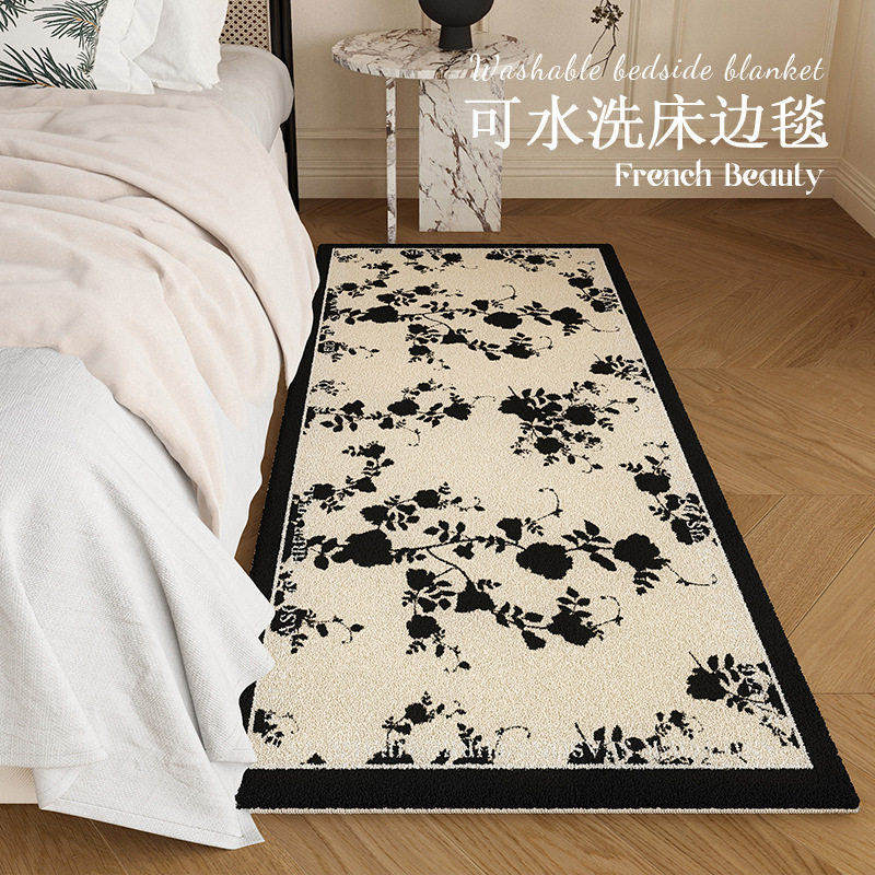 Light Luxury Retro Bedroom Thickened Imitation Cashmere Carpet Non-Slip, Stain-Resistant and Easy to Care for Bedside Blanket Balcony Cooling Bay Window Mat