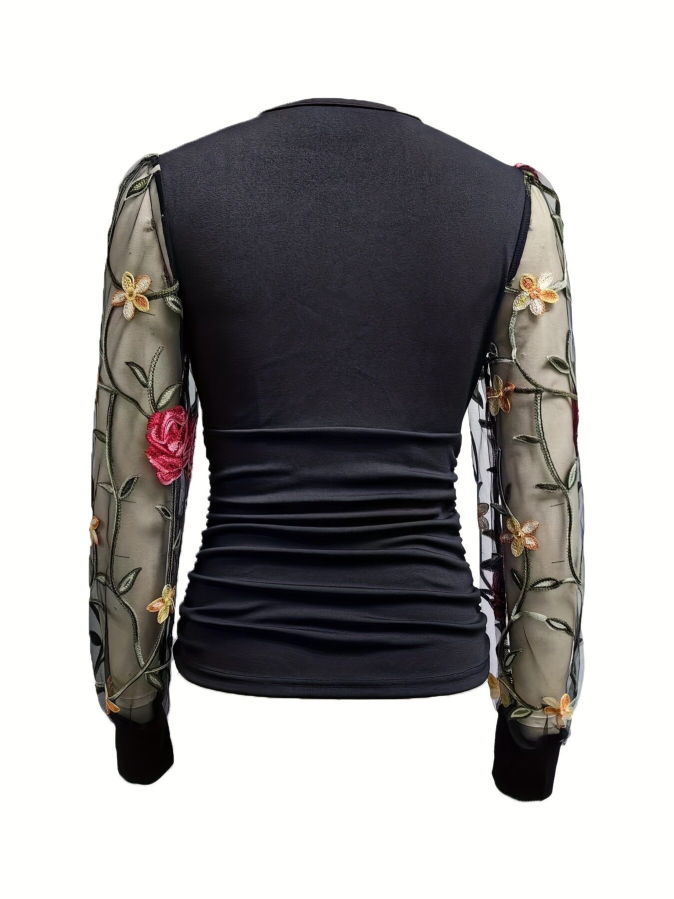 Womens Floral Embroidered Lace Panel T Shirt Ruffled Design Sexy Style Casual Wear Wholesale Available