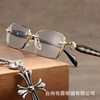 New photosensitive color-changing frameless finished myopia degree carved glasses for men and women fashionable handsome frame flat glasses