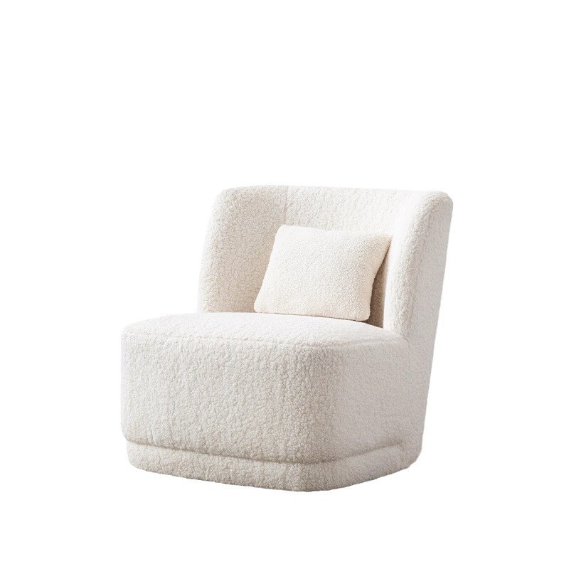 北欧轻奢羊羔绒单人沙发奶油风客厅旋转沙发酒店会所咖啡厅洽谈椅