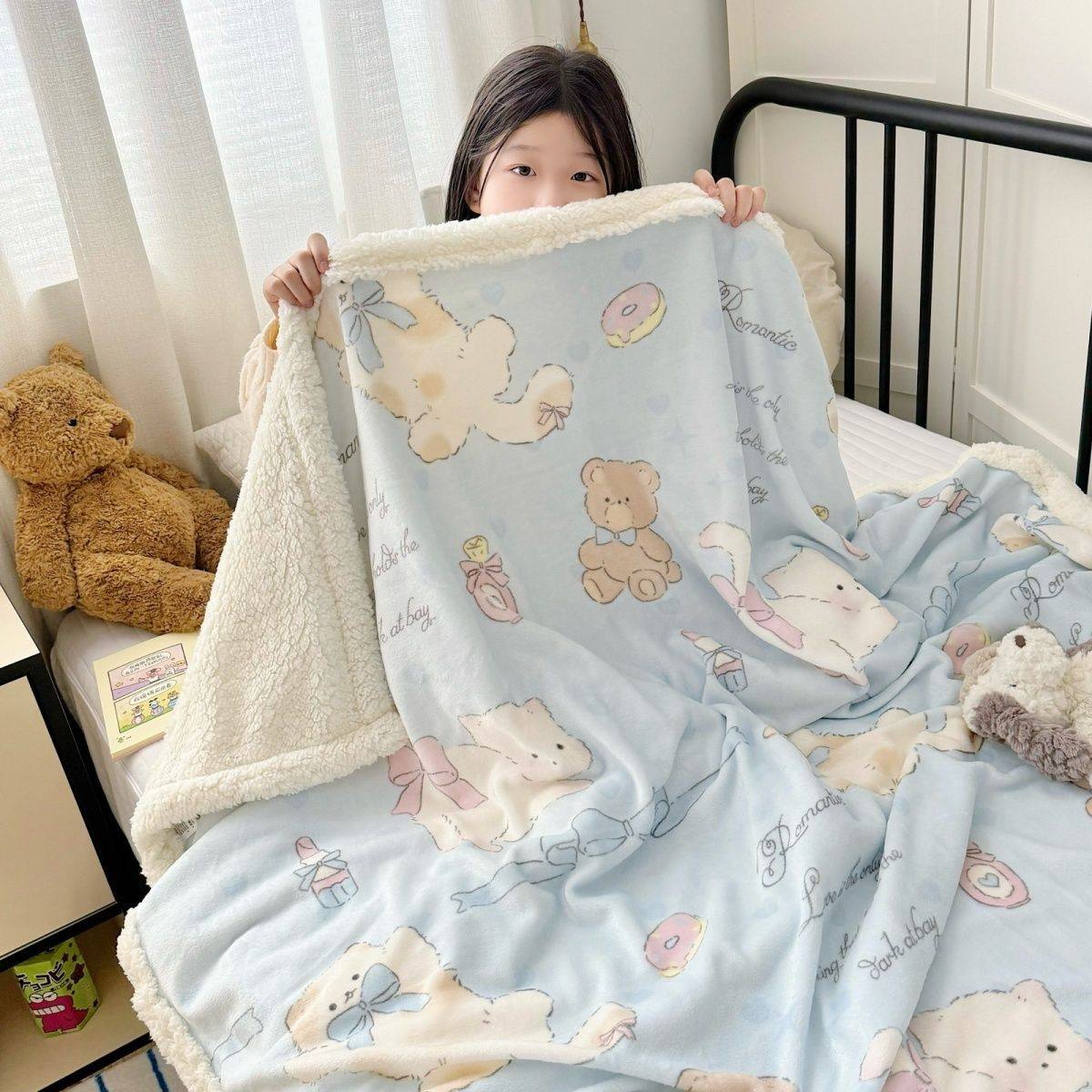 Thickened Milk Lamb Velvet Blanket Office Shawl Nap Blanket Student Dormitory Coral Velvet Sofa Blanket