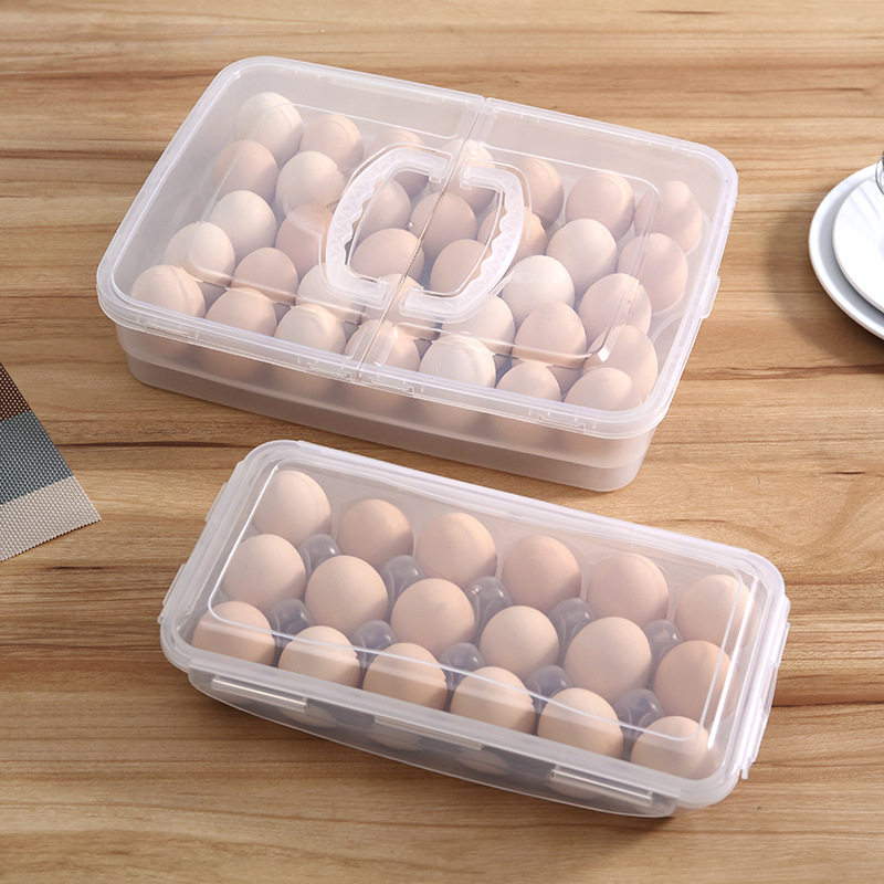 Egg Storage Box Anti-Fall Storage Rack Kitchen Egg Box with Lid Egg Tray Household Plastic Refrigerator Crisper