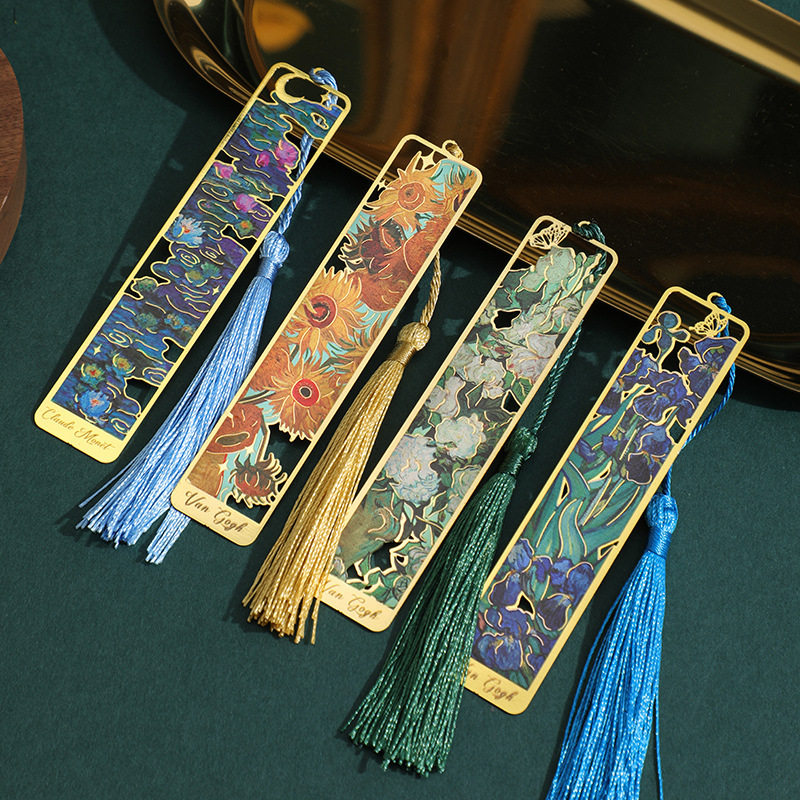 Ji Luyu Meets Chengpin: Flower Sketch Series Bookmarks, Vintage Famous Paintings Metal Planner Charms, Reading Book Clips, Ji