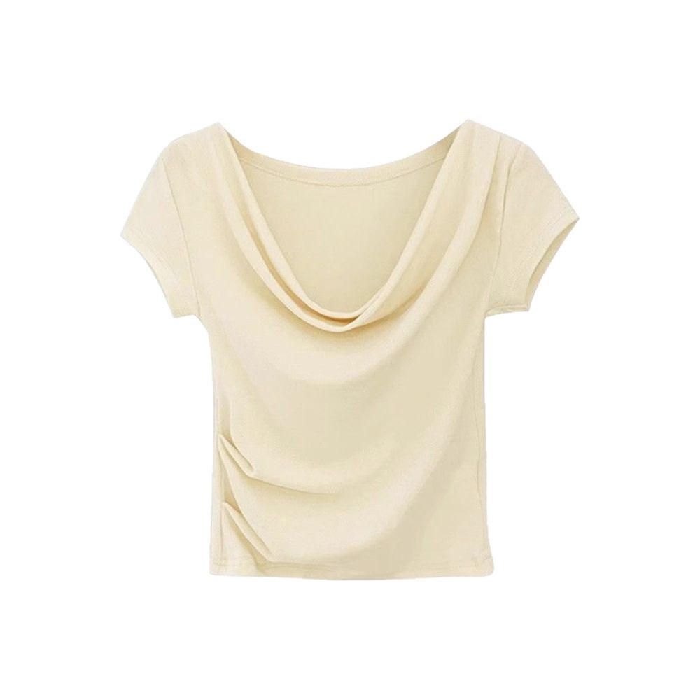 Off Shoulder Short Sleeve T Shirt for Women Summer Slim Fit French Style Sweet and Spicy Wholesale Available