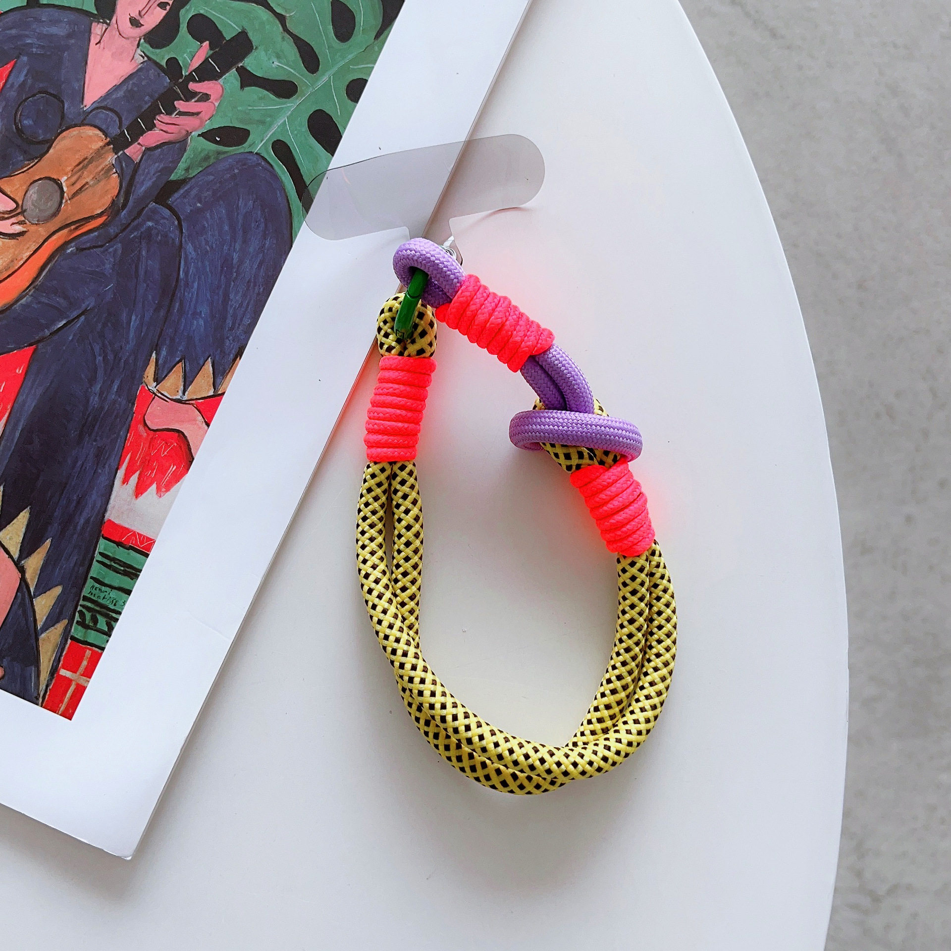 适用各种手机壳配件吊挂坠拼彩色短挂绳双边双头锁扣带卡片装饰品