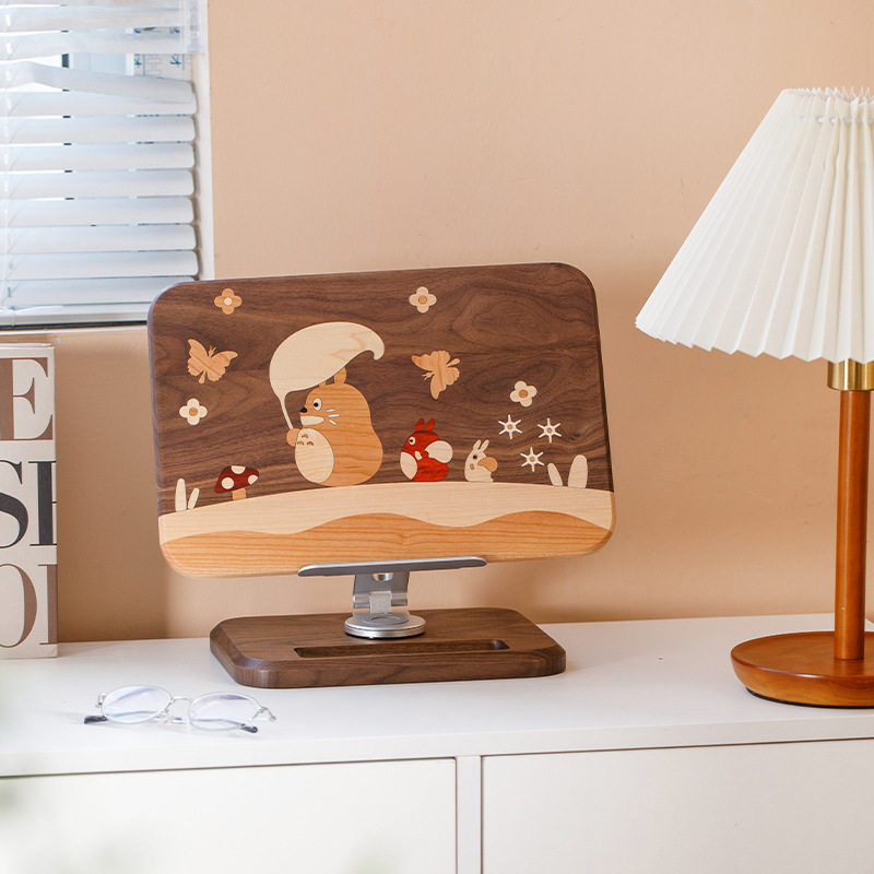 Totoro Reading Stand/Cute Healing Desktop Reading Book Internet Celebrity Handy Gadget Wooden Creative Decorative Ornament Gift