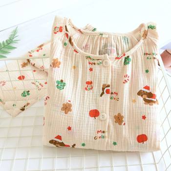 Cotton Gauze Moon Clothing with Chest Pad Spring Autumn Summer Postpartum Pregnant Women Pajamas Autumn Pregnancy Special Maternal Lactation suit