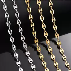 Stainless Steel Coffee Bean Chain, Pig Nose Titanium Steel Clavicle Chain, Necklace, Bracelet, Geometric Pattern Chain, Pendant, Stackable