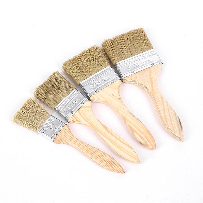 Wooden Handle Paint Brush, Industrial Brush, Barbecue Brush, Home Improvement Tool, Application Brush, Anti-Corrosion, Art Paint, Durable, Thickened, Anti-Shedding