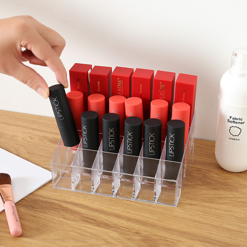 Transparent 24-pack Lipstick Storage Box Multi-pack Lipstick Makeup Display Rack Fidelity Box Girl's Desktop Lipstick Storage Rack