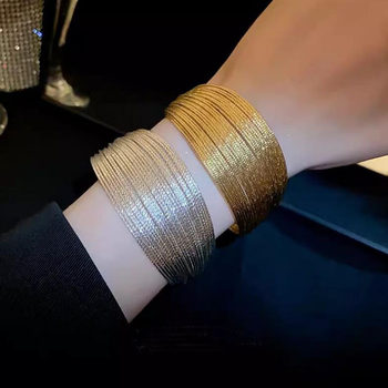 European and American Exaggerated Brushed Bracelet Open Wide-brimmed Bracelet Light Luxury High-end Bracelet Bracelet Retro Elegant Jewelry