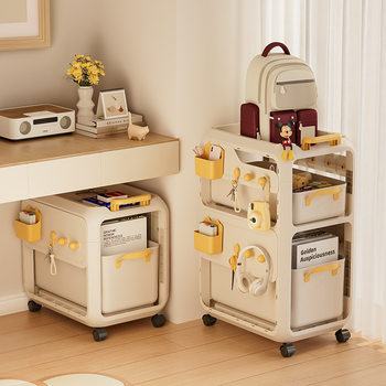 School Bag Storage Rack Movable Trolley Toy Book Storage Artifact Household Multi-Layer Under-Desk Storage Cabinet Bookshelf