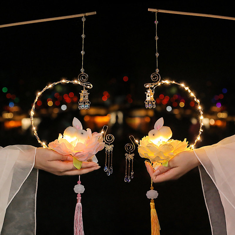 2025 New Mid-Autumn Festival Lanterns Glowing Ancient Style Lanterns Children's Parent-Kids Handmade DIY Night Market Stall Wholesale