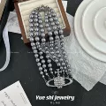 High quality tahitian gray bead three layer necklace