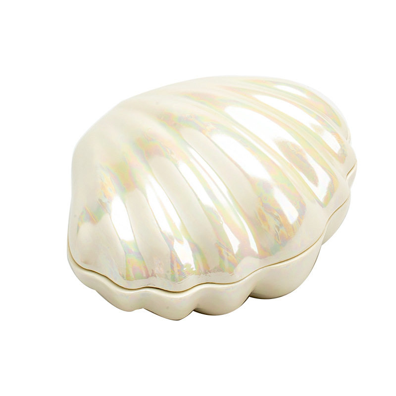 Cross-border Exclusive Magic Color Ceramic Shell Jewelry Box Pearl Glaze Jewelry Storage Box Dressing Table Home Creative Ornaments