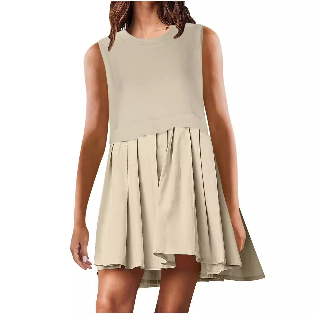 Summer Casual Sleeveless Dress Minimalist Solid Color European and American Style Perfect for Daily Wear Ready to Ship