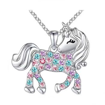 Cross-border wish unicorn necklace diamond pendant jewelry female European and American animal cartoon children's necklace