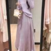 Gentle Slim-fit Slimming Purple High-end All-match Pleated Skirt Gentle Sweet Taro Purple Sweater Two-piece Set for Women
