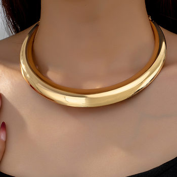 European and American Hot-Selling Fashionable Simple Charm Versatile Sweet Metal Glossy Women's Jewelry Necklace