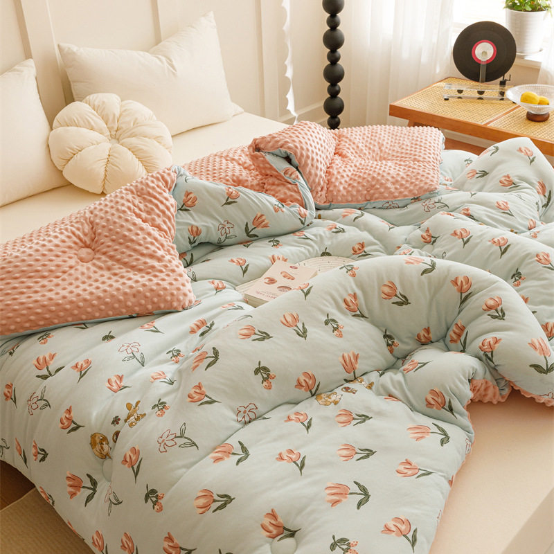 Class A knitted bean velvet soybean quilt household soft quilt core student dormitory thickened warm winter quilt factory wholesale