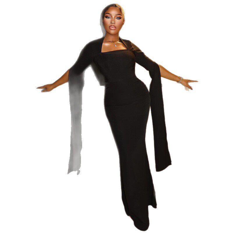 Elegant Long Sleeve Bodycon Dress Slim Fit Solid Color Off Shoulder Neckline Perfect for Parties or Casual Events