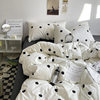Korean style simple ins milky white polka dot skin-friendly brushed vintage striped bed sheet quilt cover 1.5 m1.8 three or four-piece set