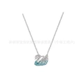 Gradient blue swan white gold small necklace