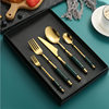 Cross-border Entry Luxury Style Ceramic Handle Stainless Steel Knife and Fork Spoon Western Tableware Set Dessert Spoon Fruit Fork Palace Gift Box