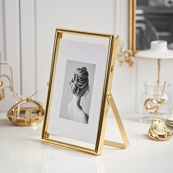 Cross-border supply Nordic ins wind rotating metal photo frame table 67810 inch transparent diy specimen manufacturers wholesale