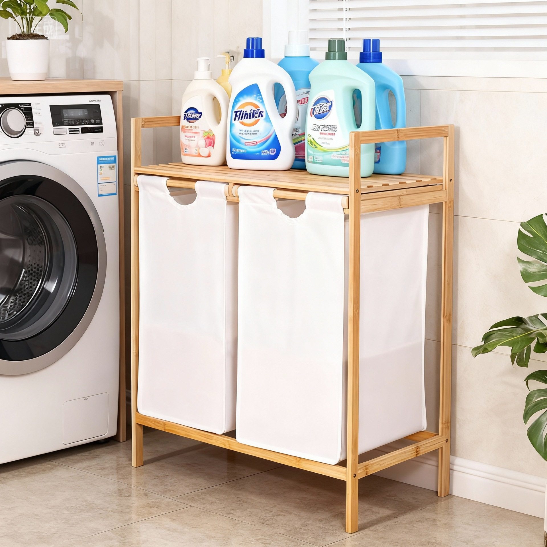 Bamboo Fabric Laundry Basket Bathroom Storage Rack Clothes Dirty Clothes Storage Basket Dirty Clothes Basket Household Classification Dirty Clothes Basket