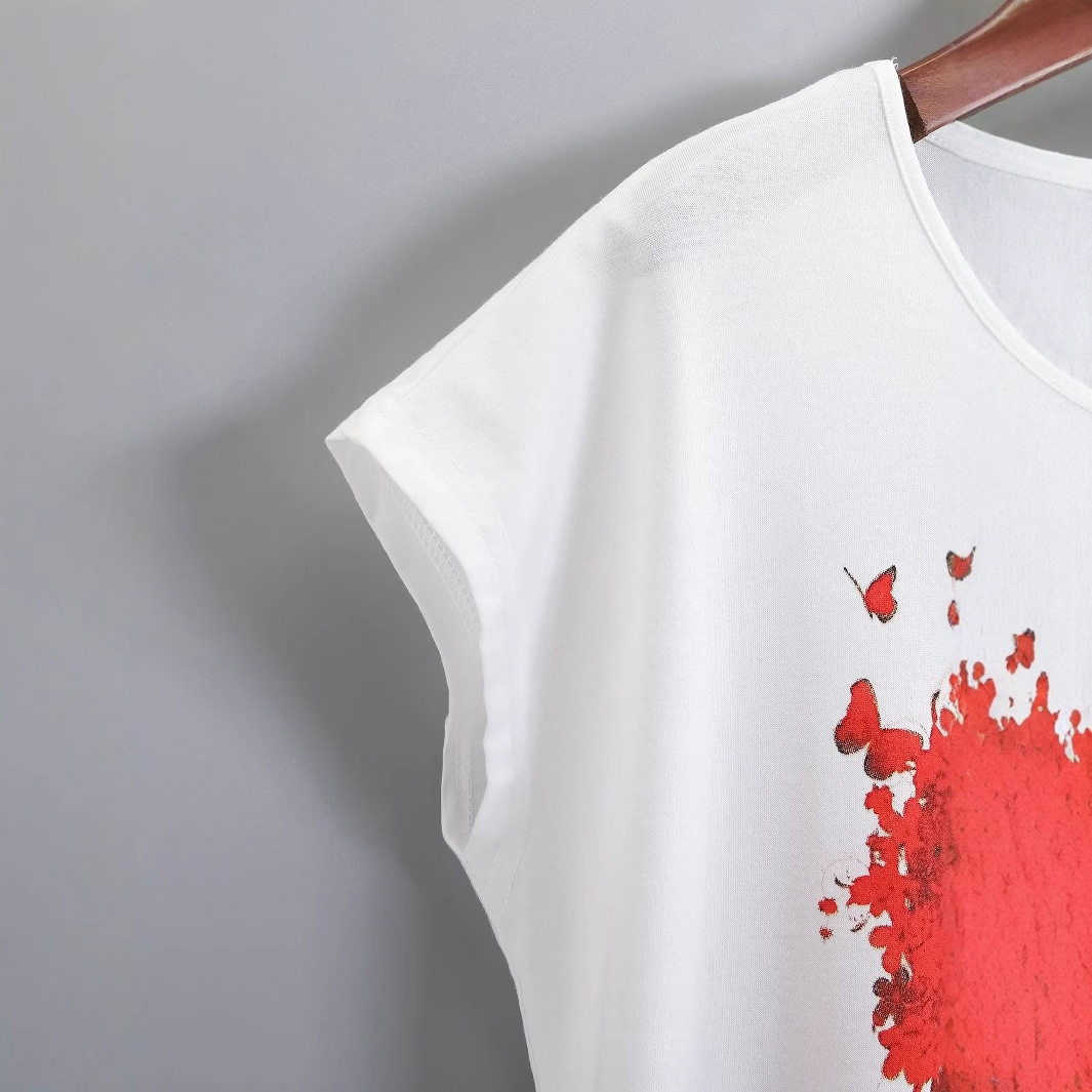 Womens Casual Heart Print T Shirt Comfortable Stylish Spring Summer Wholesale Available custom packaging