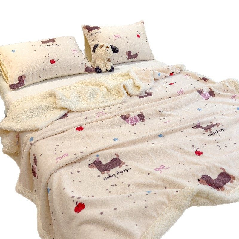 Thickened Winter Lamb Velvet Blanket Milk Velvet Office Nap Coral Velvet Shawl Small Quilt Sofa Blanket