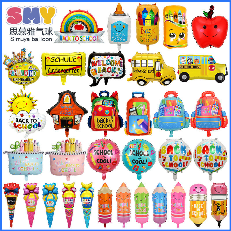 Cross-border Back-to-school Season Balloon Crayon Box Bag Pencil Shape Aluminum Film Balloon Opening Party Welcome to School Decoration