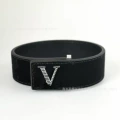 Striped silver buckle [black leather]
