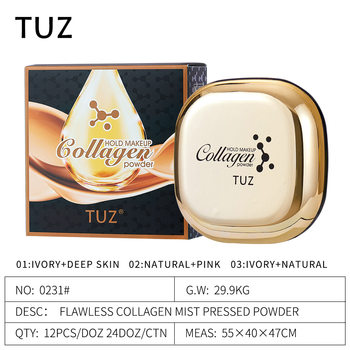 TUZ0231 Collagen Double-layer Powder Cake Concealer Fixation Moisturizing Lasting Naked Makeup Foreign Trade English Cross-Border