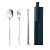 Pull-Out 304 Stainless Steel Portable Cutlery Box Set Spoon Fork Chopsticks Three-Piece Set Student Outdoor Gift