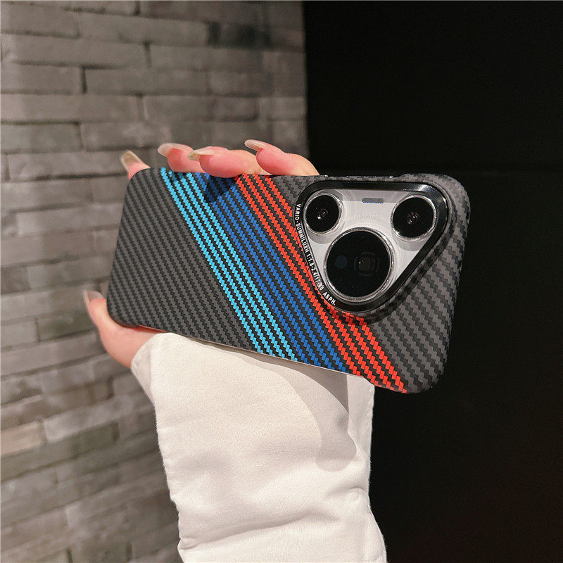 Kevlar Carbon Fiber Pattern Huawei mate70pro Phone Case pura70pro Borderless Protective Case for RS