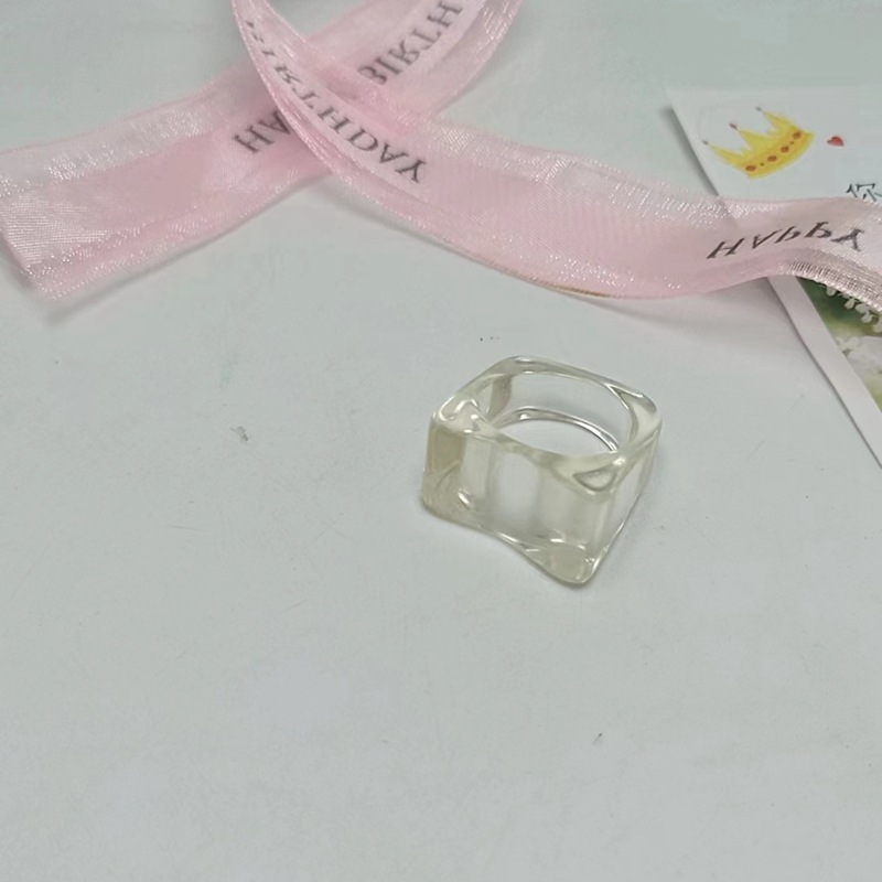 现货树脂醋酸戒指女混合彩色圆形方形指环套装外贸内销指圈批发