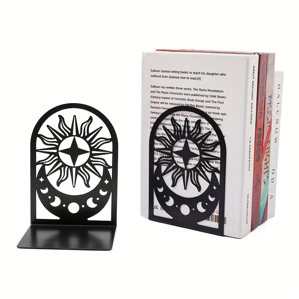 Creative Hollow Sun Bookend Craft Student Desk Storage Bookend L-Shaped Iron Hollow Bookend