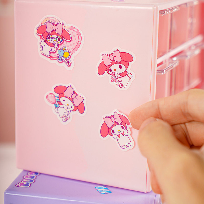 Yuemu Stationery Authentic Sanrio Cotton Candy Jiugongge Storage Box Desktop Organizing Jewelry Dustproof Drawer