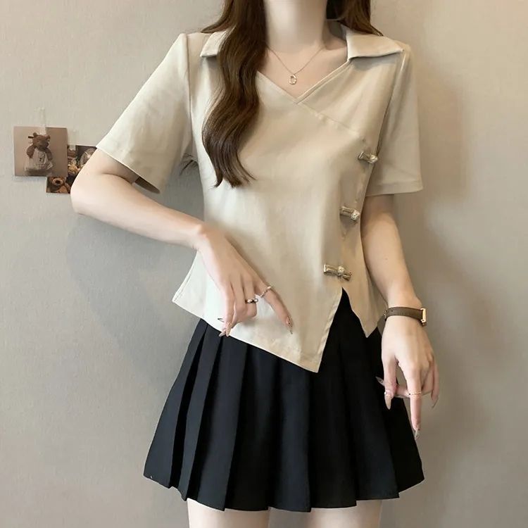 Womens Short Sleeve Polo T Shirt V Neck Design Plus Size Available Wholesale Ready to Ship OEM ODM service