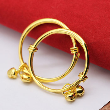 Gold-plated children's bracelet smooth round belly baby lottery bell bracelet fair jewelry supply children gifts