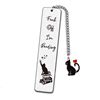 Cross-Border Best-Selling Amazon New Stainless Steel Engraved Bookmark Cartoon Cat Keychain Teacher Student Gift