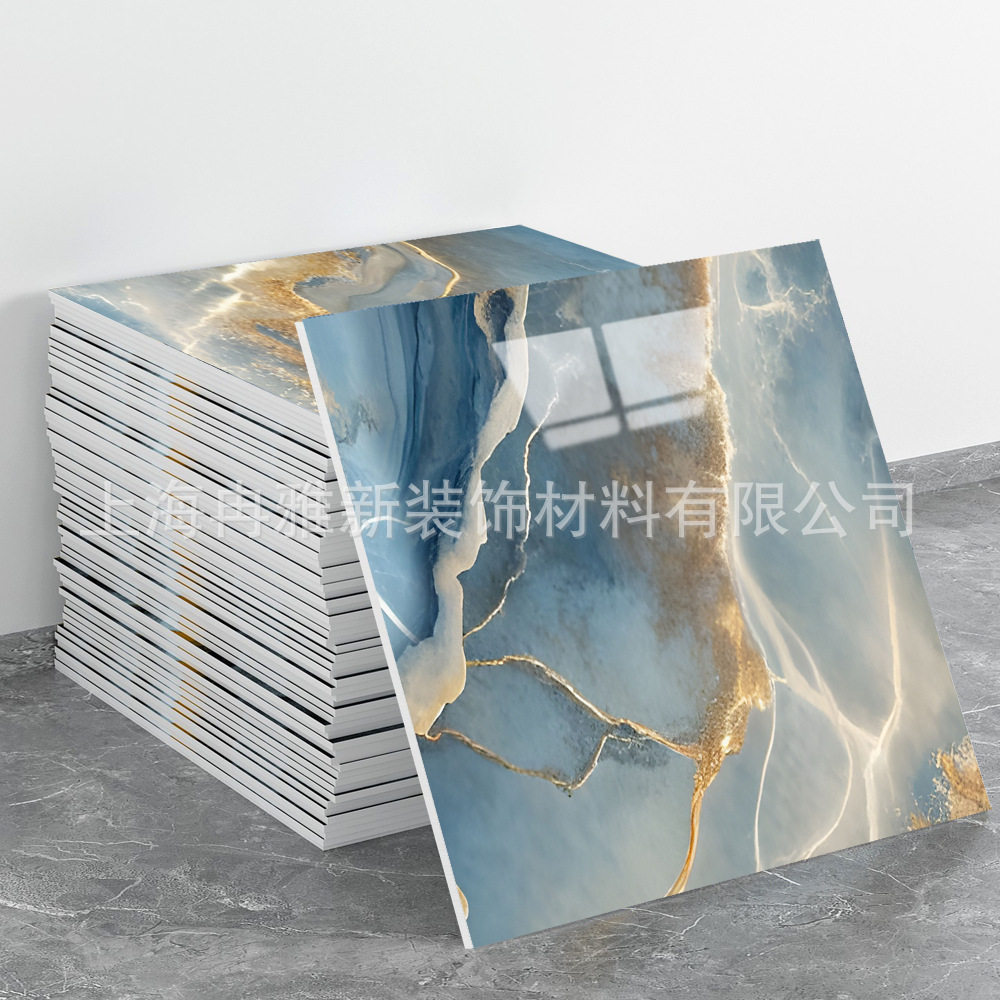 跨境外贸仿大理石鎏金3d墙面翻新装饰贴纸防油防水墙纸自粘瓷砖贴