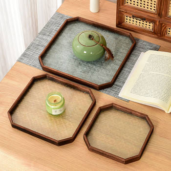 Retro Begonia Flower Glass Tray Cup Saucer Retro Hotel Dinner Plate Desktop Organizer Cosmetics Jewelry Storage Box