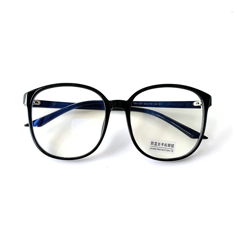 1187 Vintage Plain Tr Frame Women's Fashionable Large Face Slimming Anti-Blue Light Myopia Glasses Men's Wholesale Transparent Frame